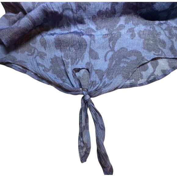 Olivia & Martin Womens Floral Sheer Tie-Front Blouse V-Neck 3/4 Sleeves Lightwei - Picture 7 of 9